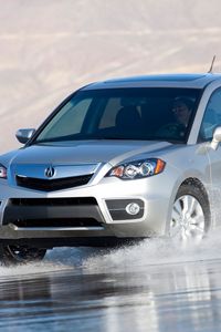 Preview wallpaper acura, rdx, silver metallic, front view, jeep, auto, wet asphalt, spray, nature