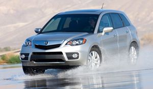 Preview wallpaper acura, rdx, silver metallic, front view, jeep, auto, wet asphalt, spray, nature