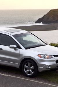 Preview wallpaper acura, rdx, silver metallic, side view, style, cars, nature, water, grass, asphalt