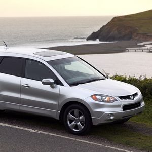 Preview wallpaper acura, rdx, silver metallic, side view, style, cars, nature, water, grass, asphalt