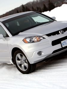 Preview wallpaper acura, rdx, white, front view, style, cars, snow, nature