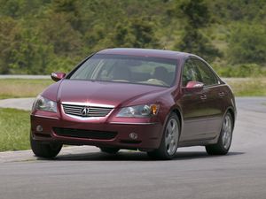 Preview wallpaper acura, rl, 2004, red, front view, style, cars, track, trees, grass, turn