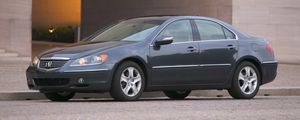Preview wallpaper acura, rl, 2004, blue, side view, style, cars, buildings, asphalt