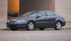 Preview wallpaper acura, rl, 2004, blue, side view, style, cars, buildings, asphalt