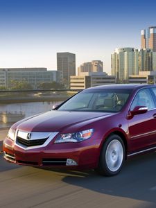 Preview wallpaper acura, rl, 2008, red, front view, style, sedan, car, rate, city, asphalt