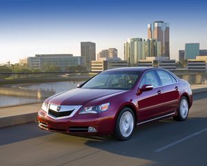 Preview wallpaper acura, rl, 2008, red, front view, style, sedan, car, rate, city, asphalt