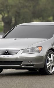 Preview wallpaper acura, rl, concept, gray metallic, front view, cars, nature, asphalt