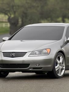 Preview wallpaper acura, rl, concept, gray metallic, front view, cars, nature, asphalt