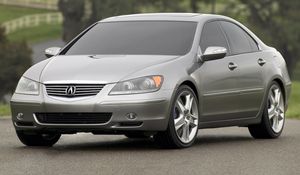 Preview wallpaper acura, rl, concept, gray metallic, front view, cars, nature, asphalt