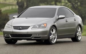 Preview wallpaper acura, rl, concept, gray metallic, front view, cars, nature, asphalt