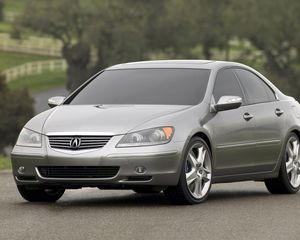 Preview wallpaper acura, rl, concept, gray metallic, front view, cars, nature, asphalt