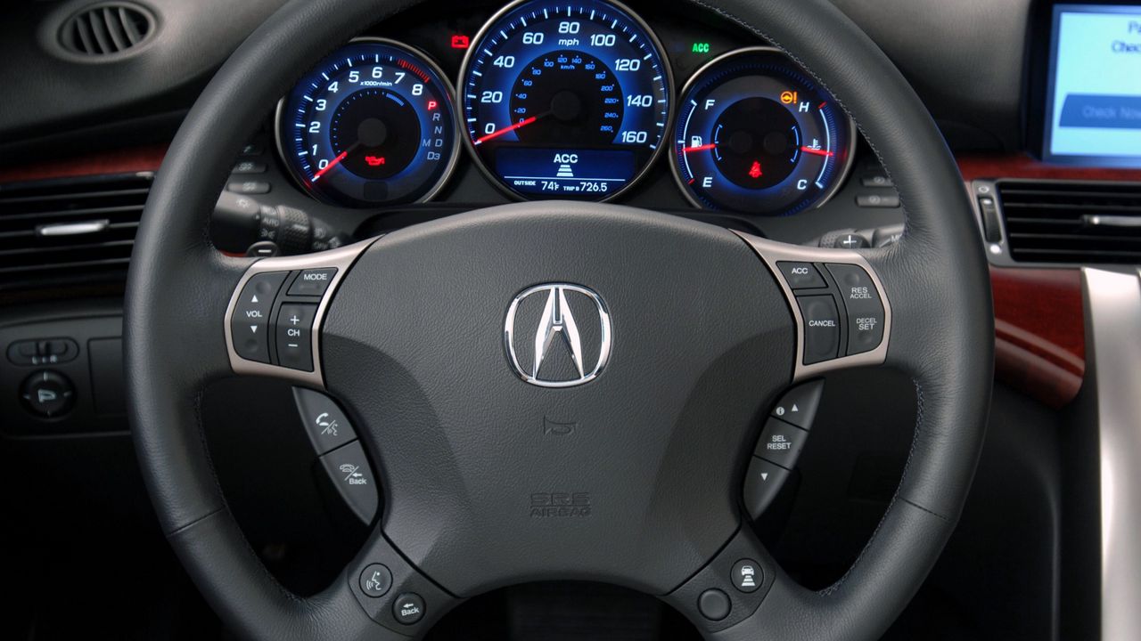 Wallpaper acura rl, interior, steering wheel, speedometer