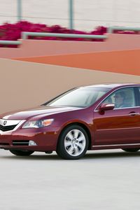 Preview wallpaper acura, rl, red, side view, auto, style, movement, building