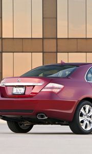 Preview wallpaper acura, rl, red, rear view, auto, style, building