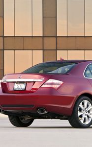 Preview wallpaper acura, rl, red, rear view, auto, style, building