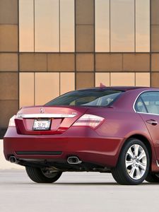 Preview wallpaper acura, rl, red, rear view, auto, style, building