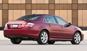 Preview wallpaper acura, rl, red, rear view, auto, style, building