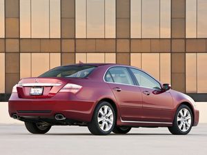 Preview wallpaper acura, rl, red, rear view, auto, style, building