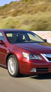 Preview wallpaper acura, rl, red, front view, cars, style, movement, speed, nature