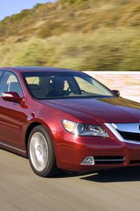 Preview wallpaper acura, rl, red, front view, cars, style, movement, speed, nature