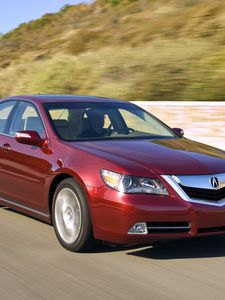 Preview wallpaper acura, rl, red, front view, cars, style, movement, speed, nature