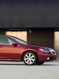 Preview wallpaper acura, rl, red, side view, style, cars, building