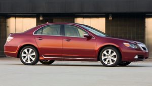 Preview wallpaper acura, rl, red, side view, style, cars, building