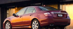 Preview wallpaper acura, rl, red, side view, style, sedan, auto, building