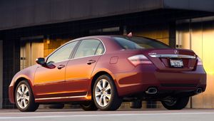 Preview wallpaper acura, rl, red, side view, style, sedan, auto, building