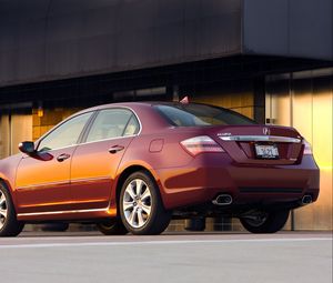 Preview wallpaper acura, rl, red, side view, style, sedan, auto, building