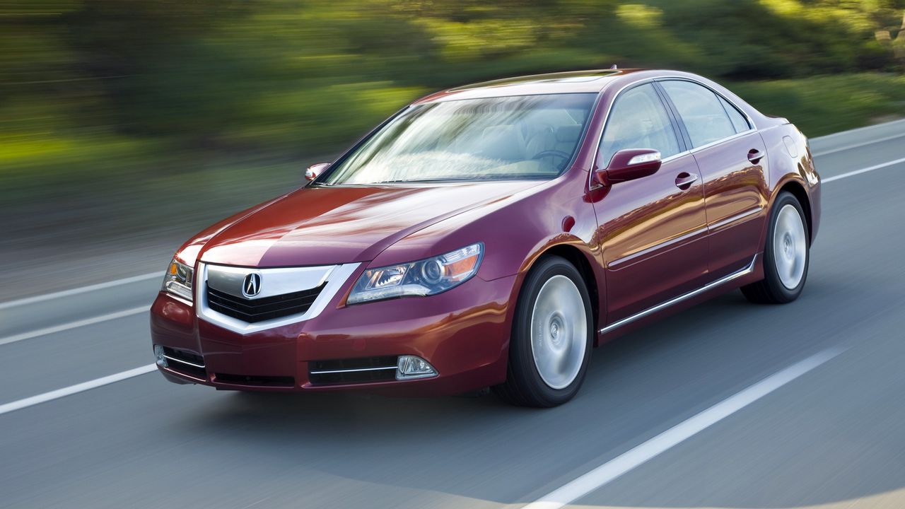 Wallpaper acura, rl, red, front view, style, sedan, auto, speed, movement, nature, asphalt