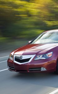 Preview wallpaper acura, rl, red, front view, style, sedan, auto, speed, movement, nature, asphalt