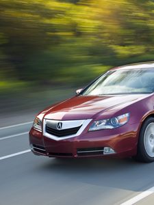 Preview wallpaper acura, rl, red, front view, style, sedan, auto, speed, movement, nature, asphalt