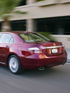 Preview wallpaper acura, rl, sedan, red, rear view, style, cars, speed building, asphalt