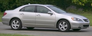 Preview wallpaper acura, rl, silver, side view, sedan, car, grass, trees