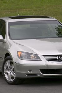 Preview wallpaper acura, rl, silver metallic, front view, auto, grass