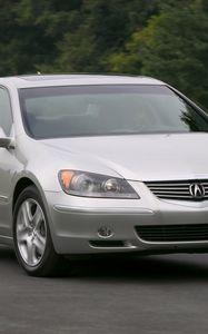 Preview wallpaper acura, rl, silver metallic, front view, auto, grass, motion