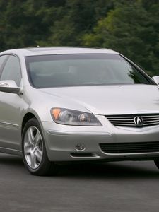 Preview wallpaper acura, rl, silver metallic, front view, auto, grass, motion