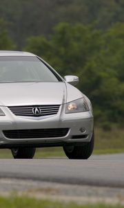 Preview wallpaper acura, rl, silver metallic, front view, style, sedan, auto, road, nature, grass, trees