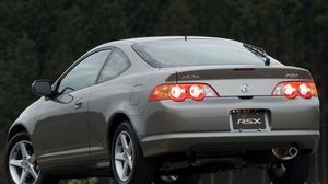 Preview wallpaper acura, rsx, 2002, gray, rear view, style, cars, trees