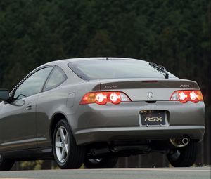 Preview wallpaper acura, rsx, 2002, gray, rear view, style, cars, trees