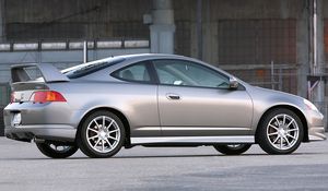 Preview wallpaper acura, rsx, 2003, metallic gray, side view, style, cars, buildings, asphalt