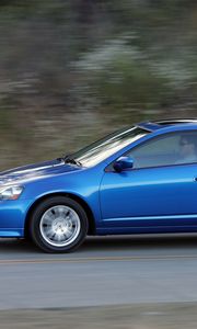Preview wallpaper acura, rsx, 2005, blue, side view, style, cars, speed, asphalt, nature