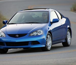 Preview wallpaper acura, rsx, 2005, blue, front view, style, cars, road