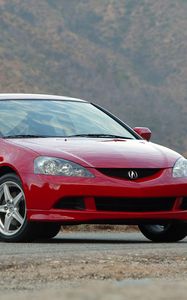 Preview wallpaper acura, rsx, 2005, red, front view, style, cars, mountains, asphalt