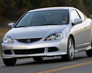 Preview wallpaper acura, rsx, 2005, gray metallic, front view, style, cars, asphalt, trees