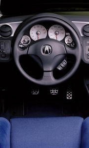 Preview wallpaper acura, rs-x, concept, 2001, salon, interior, steering wheel, speedometer