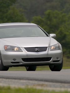 Preview wallpaper acura, rsx, gray metallic, front view, style, cars, asphalt, trees