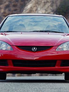 Preview wallpaper acura, rsx, red, front view, style, cars, nature, asphalt