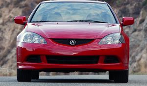 Preview wallpaper acura, rsx, red, front view, style, cars, nature, asphalt